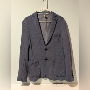 Zara Man Navy Blue and White Preppy Men's Blazer, Size 40
